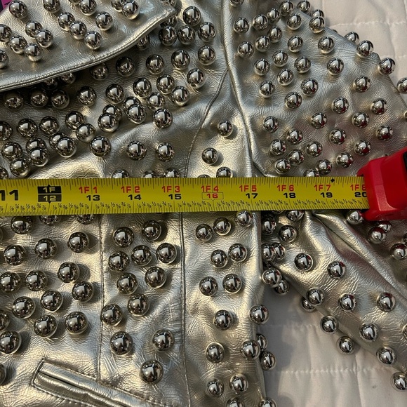 Studded Silver Leather Jacket - Picture 12 of 14